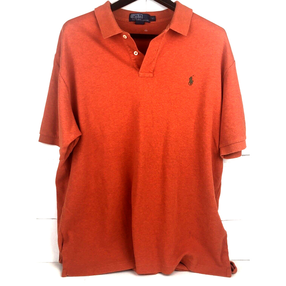 Ralph Lauren Men's‎ Polo Shirt XL Orange Short Sleeve Exclusive Decoration Nice